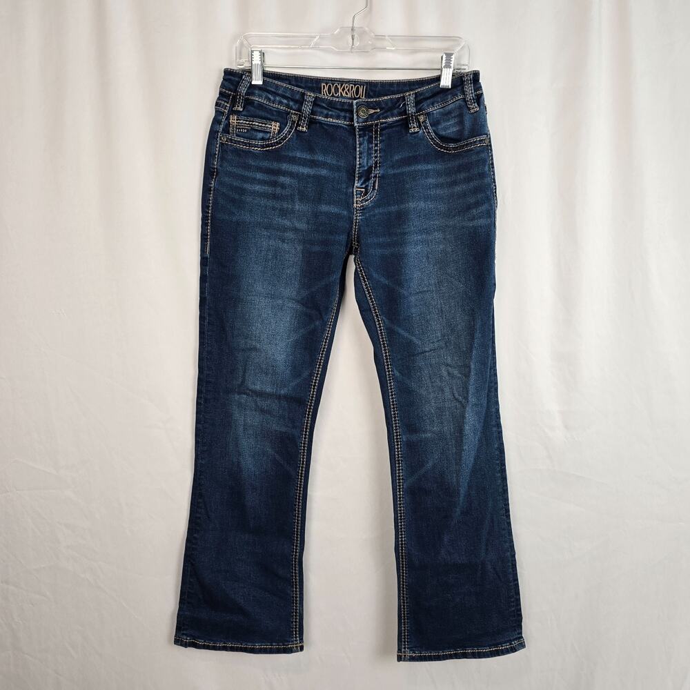 Rock & Roll Denim Boyfriend Jeans Women's 28 x 30 (30 x 28) Blue Dark Wash